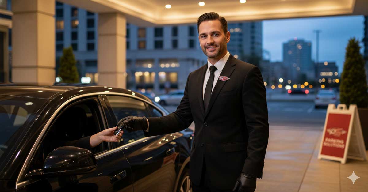 Equipo de Parking Solutions atendiendo vehículos